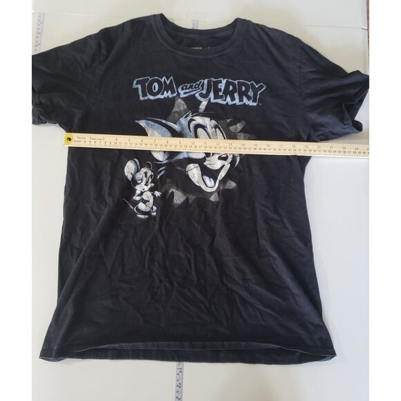 Tom & Jerry Black Graphic T-Shirt Cotton Unisex Size M Classic Cartoon Print - Picture 3 of 4